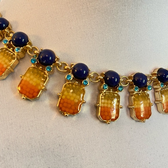 Blue and Peach Statement Necklace - Picture 2 of 4
